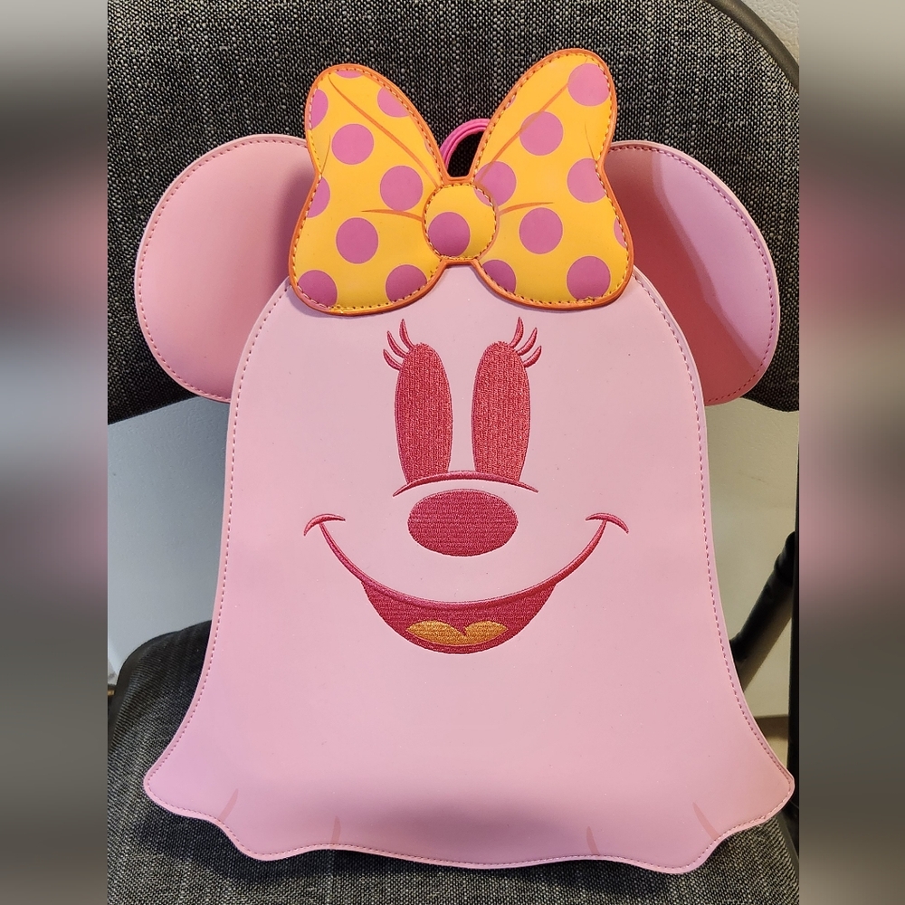Loungefly Halloween Minnie Mouse Pink Ghost Backpack